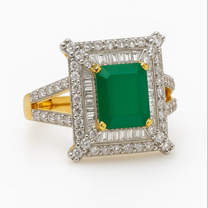Best Emerald Glow Diamond Halo Ring in Meerut | Savya Jewels