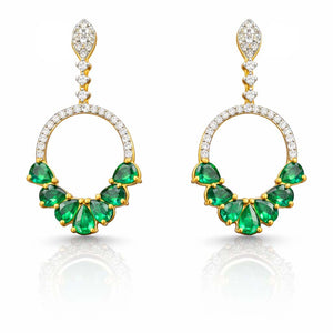 Best Emerald Diamond Drop Earrings in Yellow Gold in Meerut | Savya Jewels