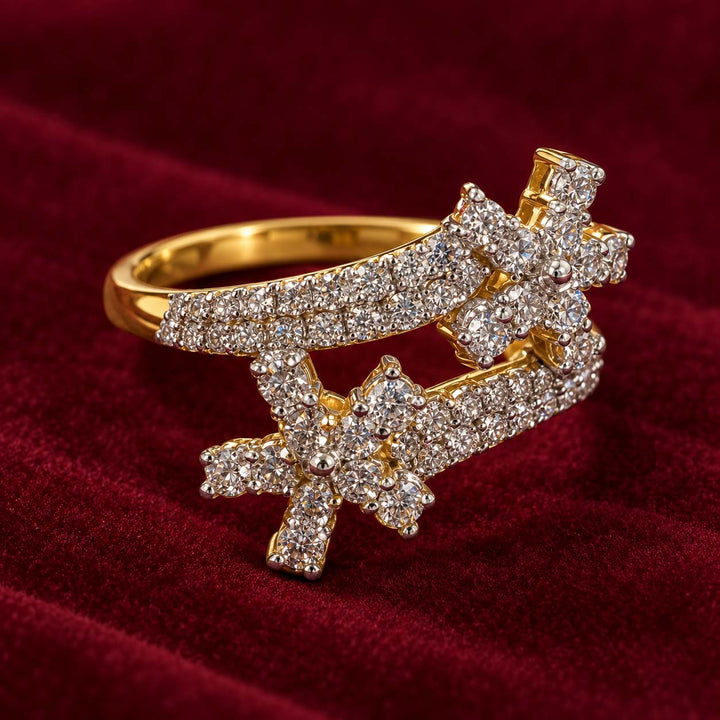 18K Gold Twin Star Diamond Ring