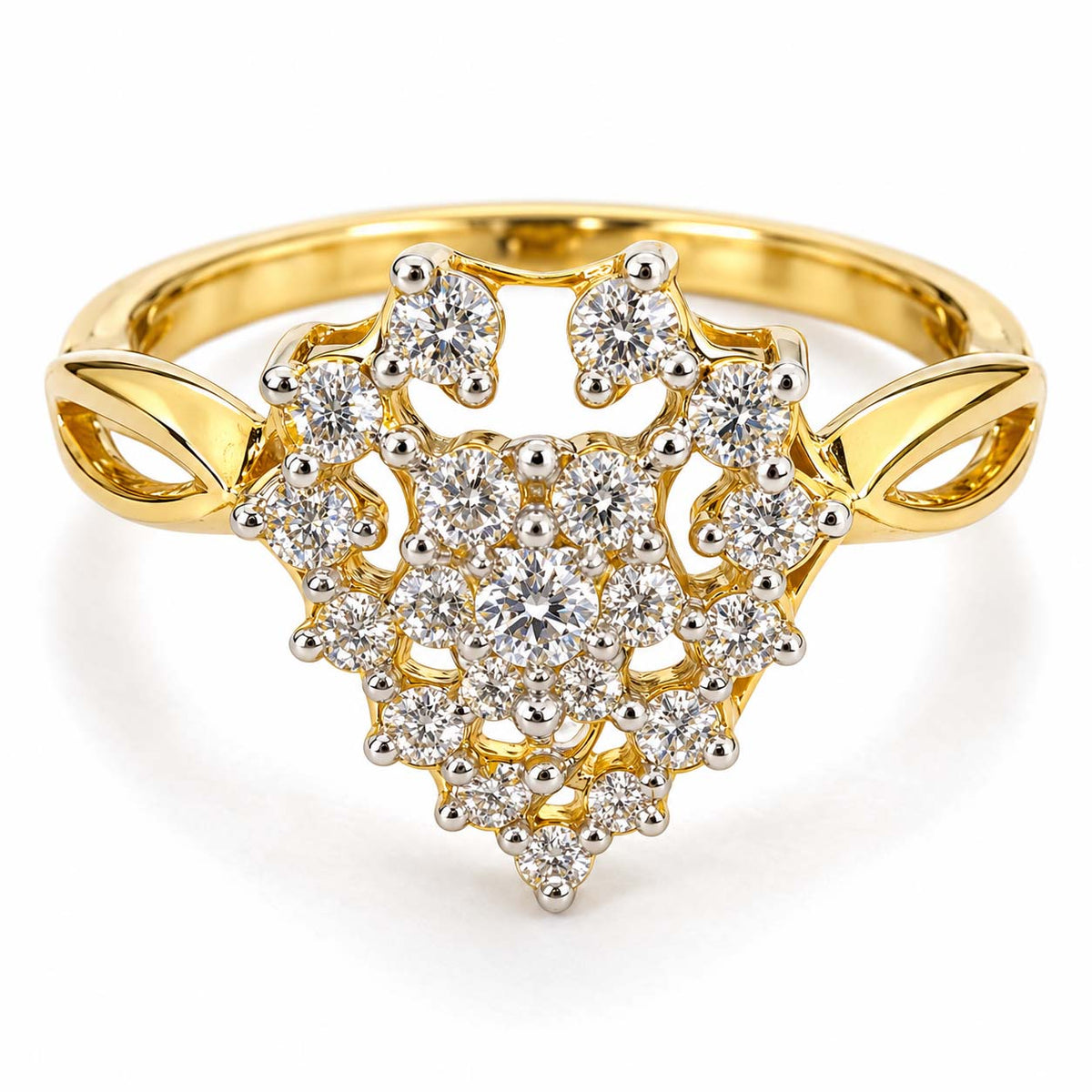 18K Gold Cascading Leaf Diamond Ring