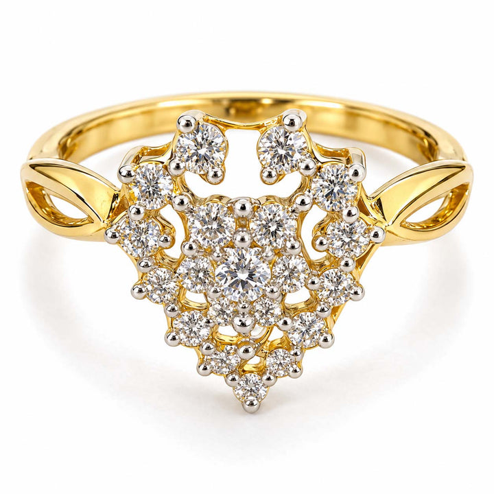18K Gold Cascading Leaf Diamond Ring