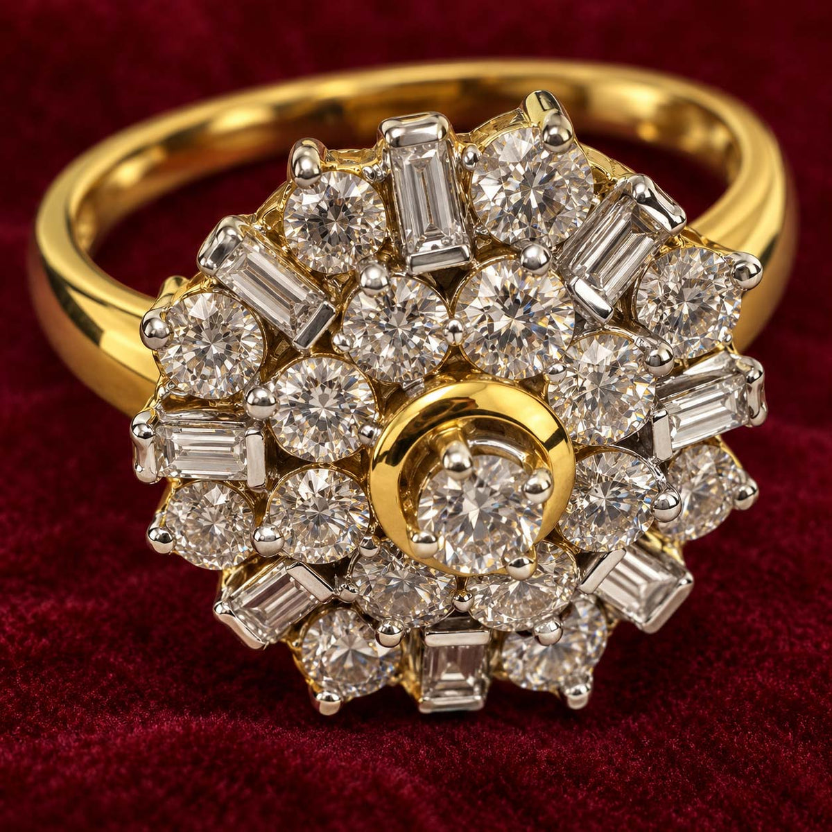 Sparkling Sunflower Diamond Statement Ring