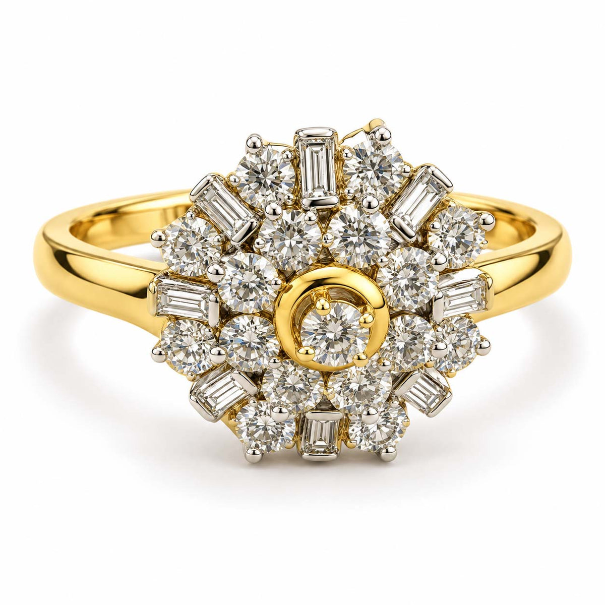 Sparkling Sunflower Diamond Statement Ring