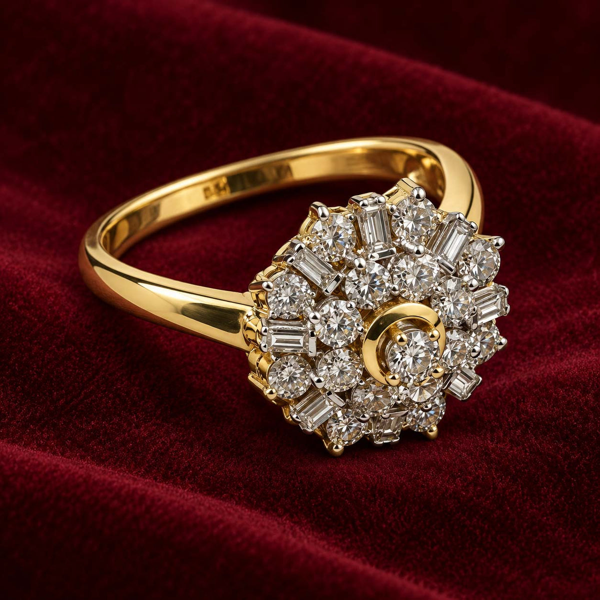 Sparkling Sunflower Diamond Statement Ring