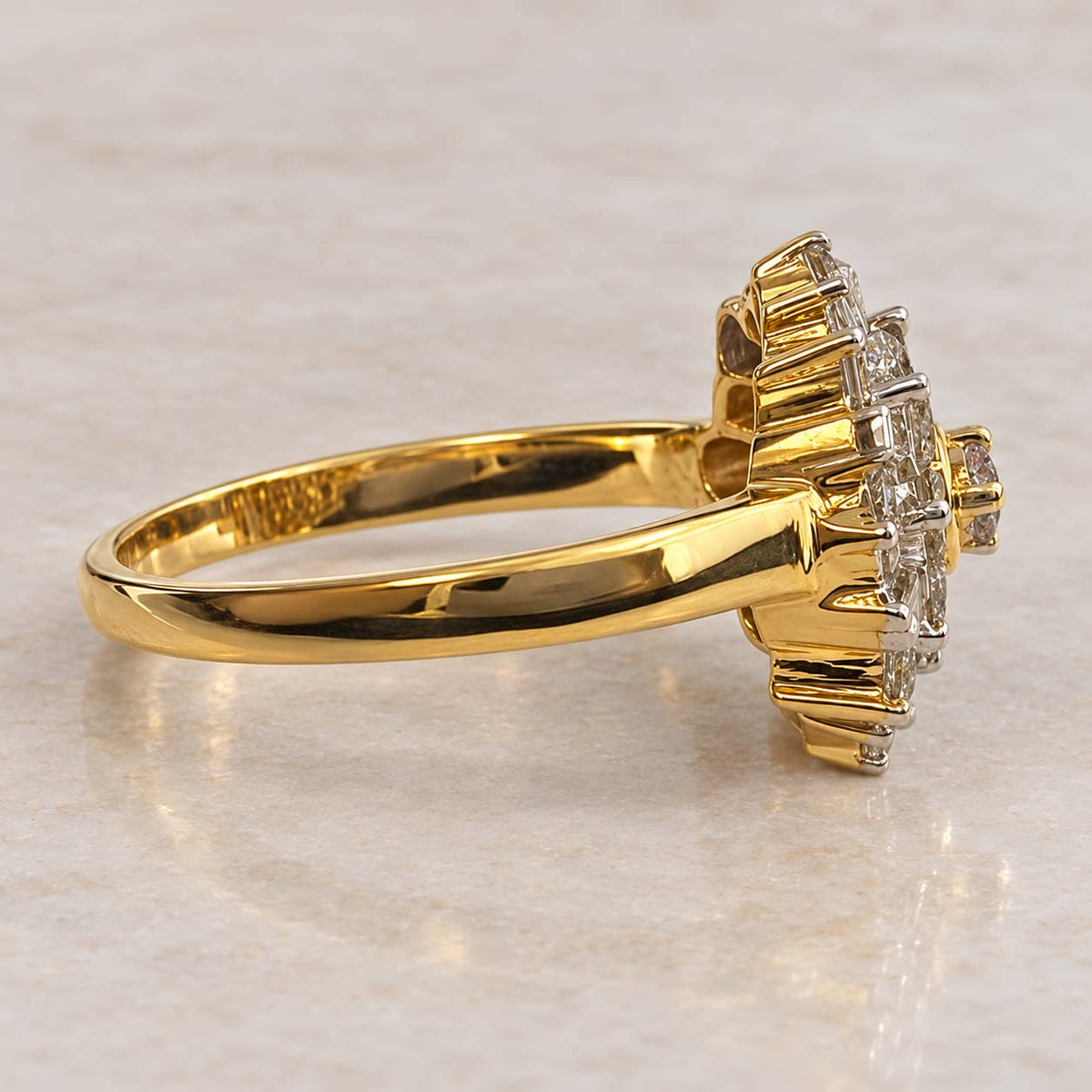 Sparkling Sunflower Diamond Statement Ring