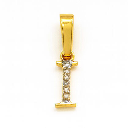 Pavé Diamond “I” Letter Pendant in Yellow Gold | Savya Jewels | 18-kt-gold