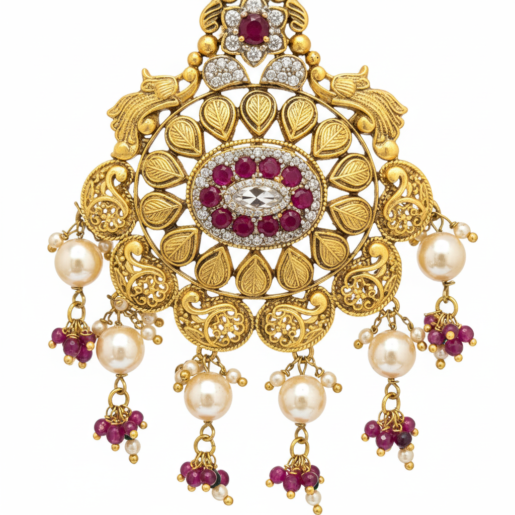 Antique Filigree Paisley Pendant Close-up