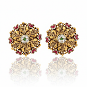 Antique Floral Ruby Tops Pair with Reflection
