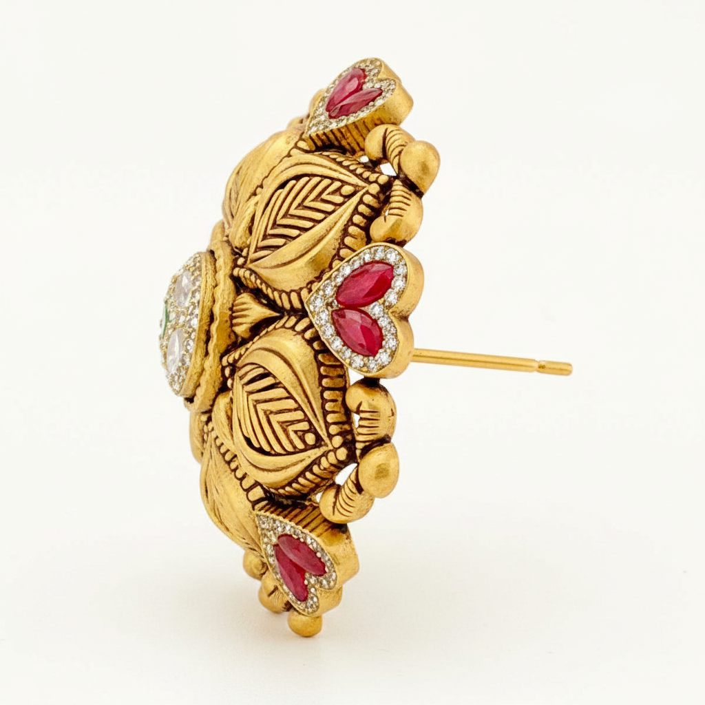 Antique Floral Ruby Tops Side View