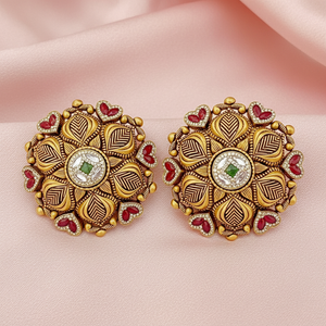 Antique Floral Ruby Tops Standing on Satin