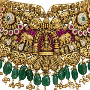 Antique Lakshmi Elephant Grand Choker Close-up