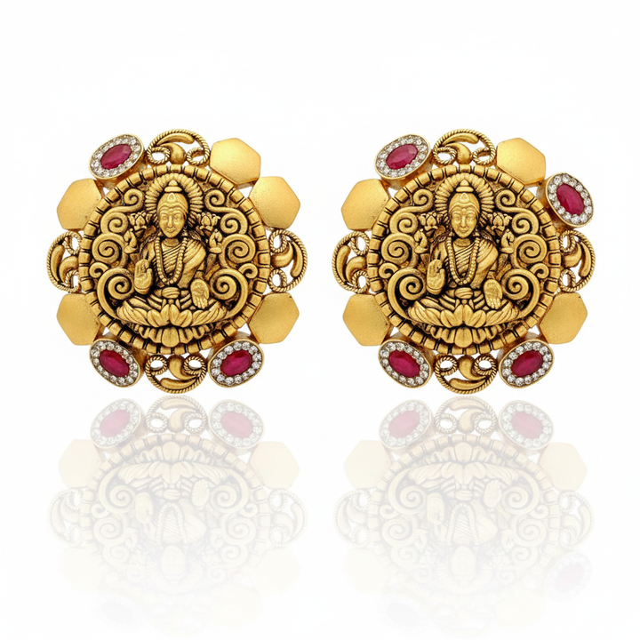 Antique Lakshmi Scroll Tops Pair with Reflection