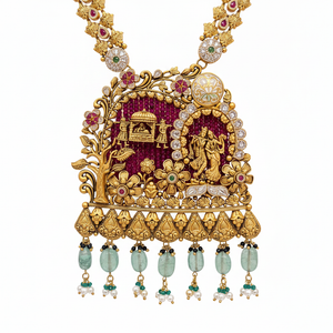 Antique Radha Krishna Temple Pendant Close-up