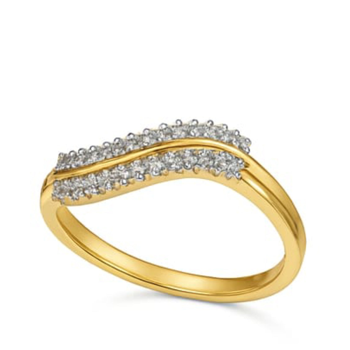Wave Band Diamond Ring | Savya Jewels | 18Kt 18-kt-gold
