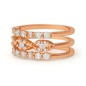 Rose Gold Triple Band Diamond Ring | Savya Jewels | 18Kt 18-kt-gold