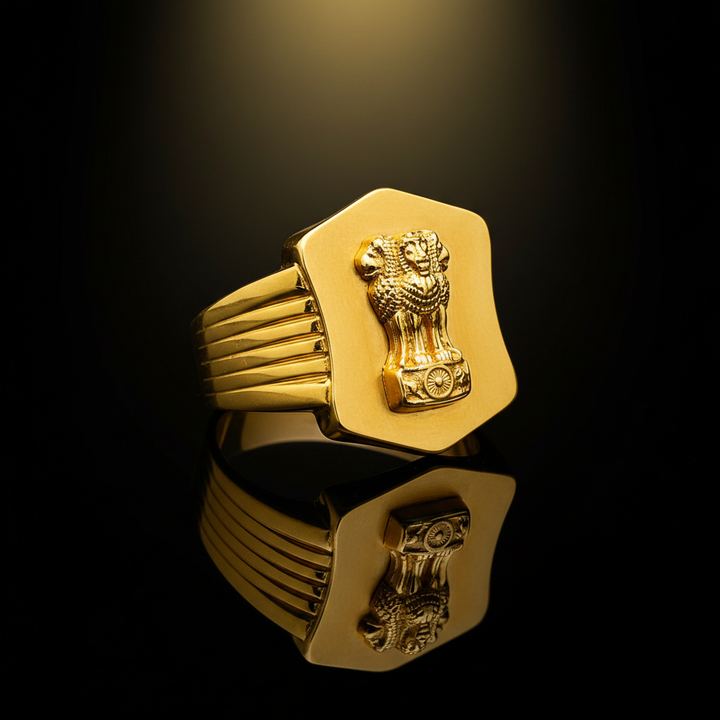 Dark Reflection - Ashoka Stambh Gold Ring