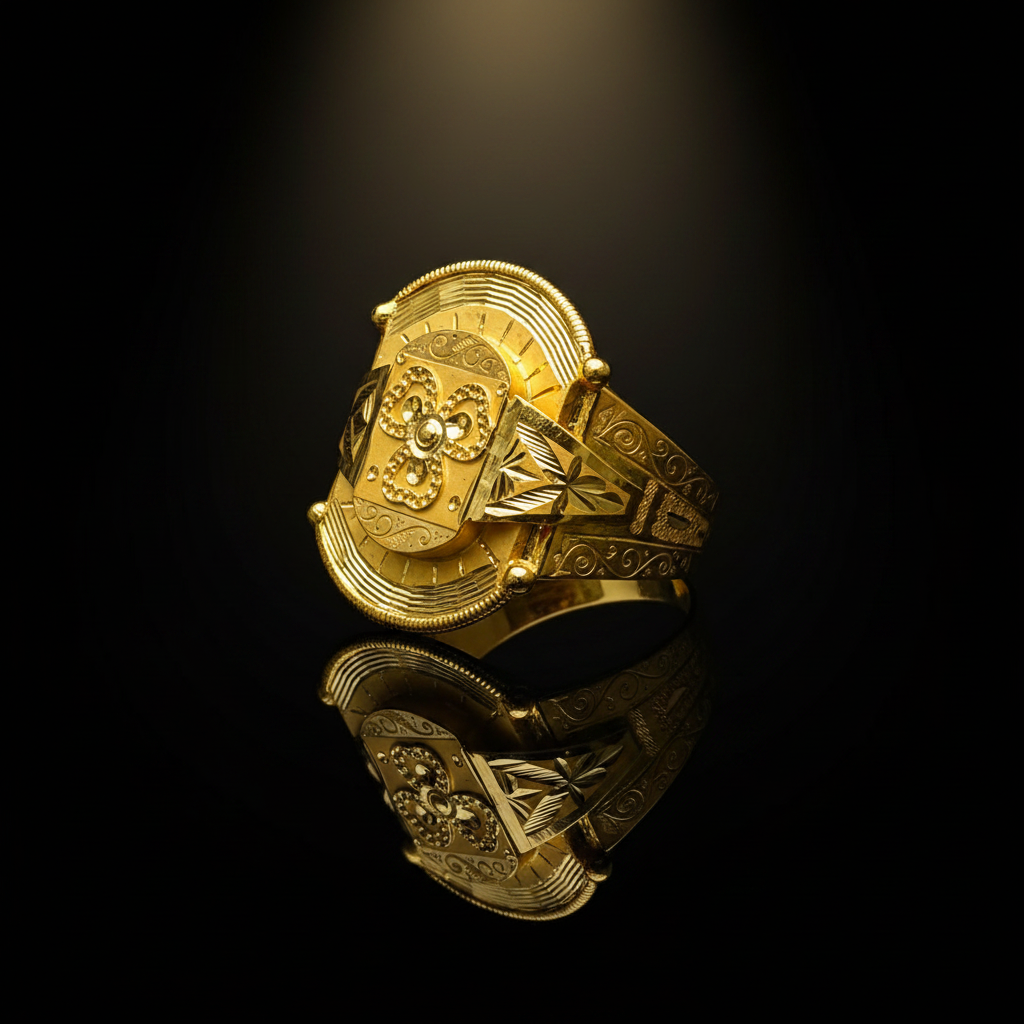 Dark Reflection - Gents Dome Filigree Ring