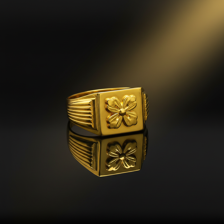 Dark Reflection - Gents Flower Signet Ring