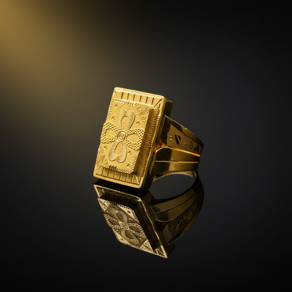Dark Reflection - Gents Ganesh Gold Ring