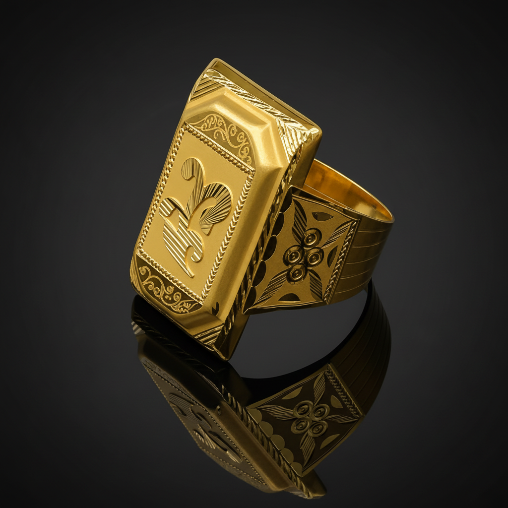 Dark Reflection - Gents Om Rope Border Ring