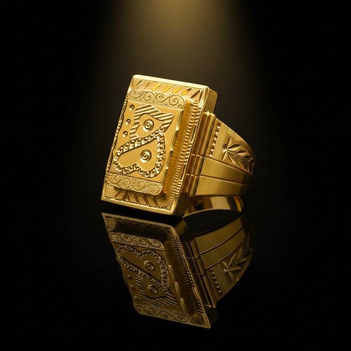 Dark Reflection - Gents Trishul Gold Ring