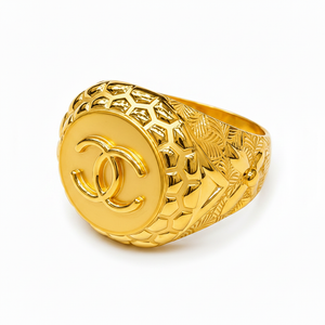 Gold Signet Ring CC - White Background