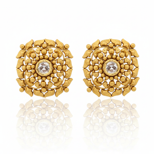Gold Temple Tops Pair - Full White Background with Reflection