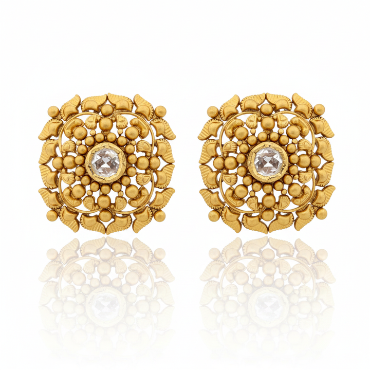 Gold Temple Tops Pair - Full White Background with Reflection