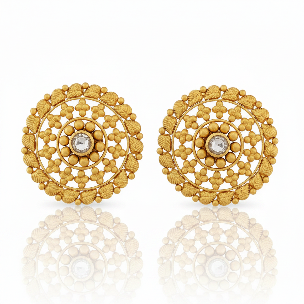 Gold Temple Tops Pair with Reflection on White Surface