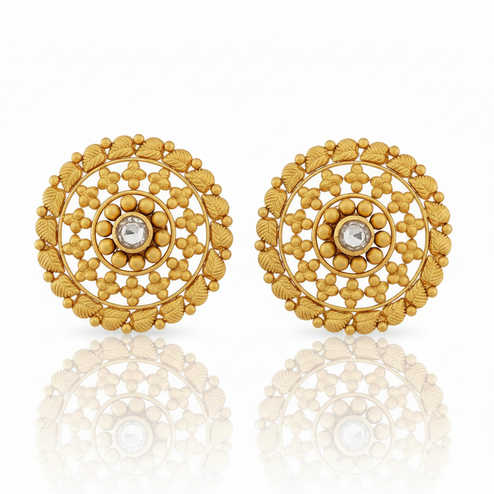 Gold Temple Tops Pair with Reflection on White Surface