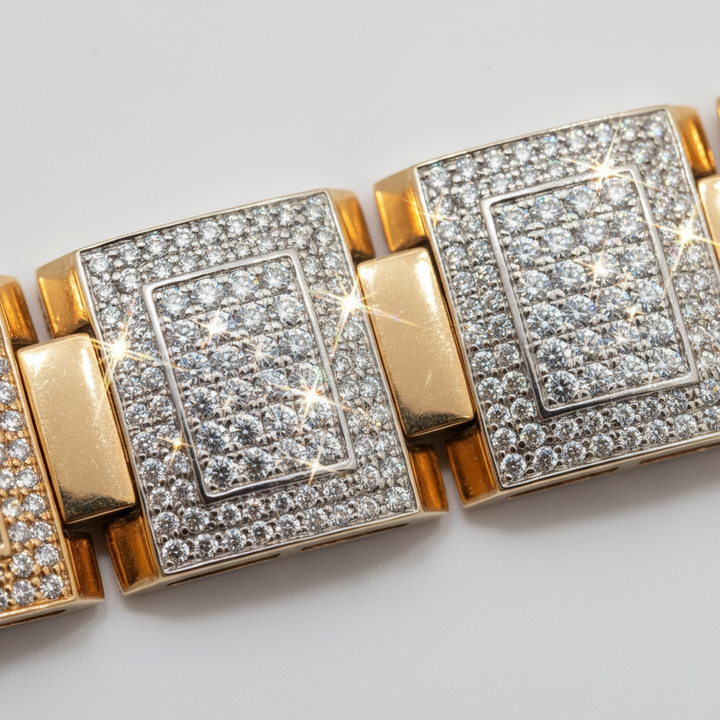Greek Key Diamond Bracelet Closeup