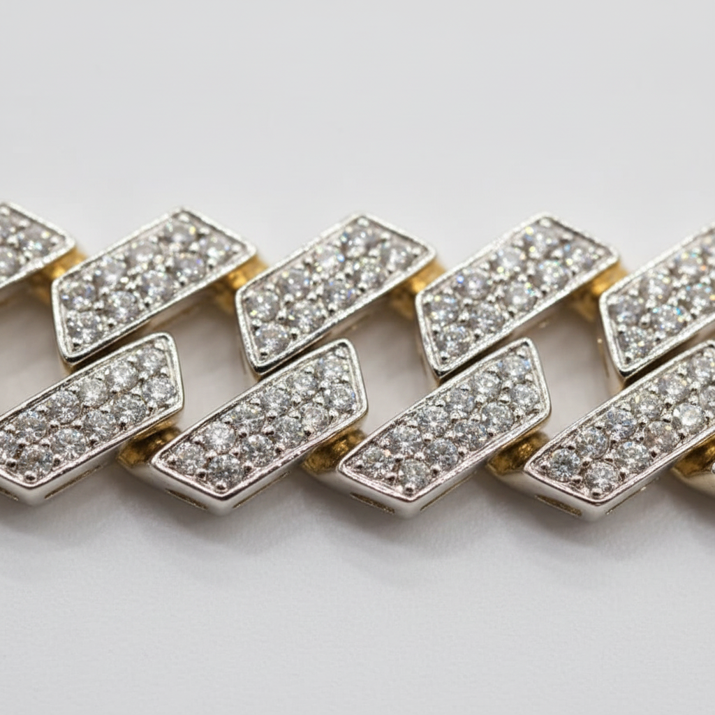 Iced Out Cuban Link Bracelet Closeup