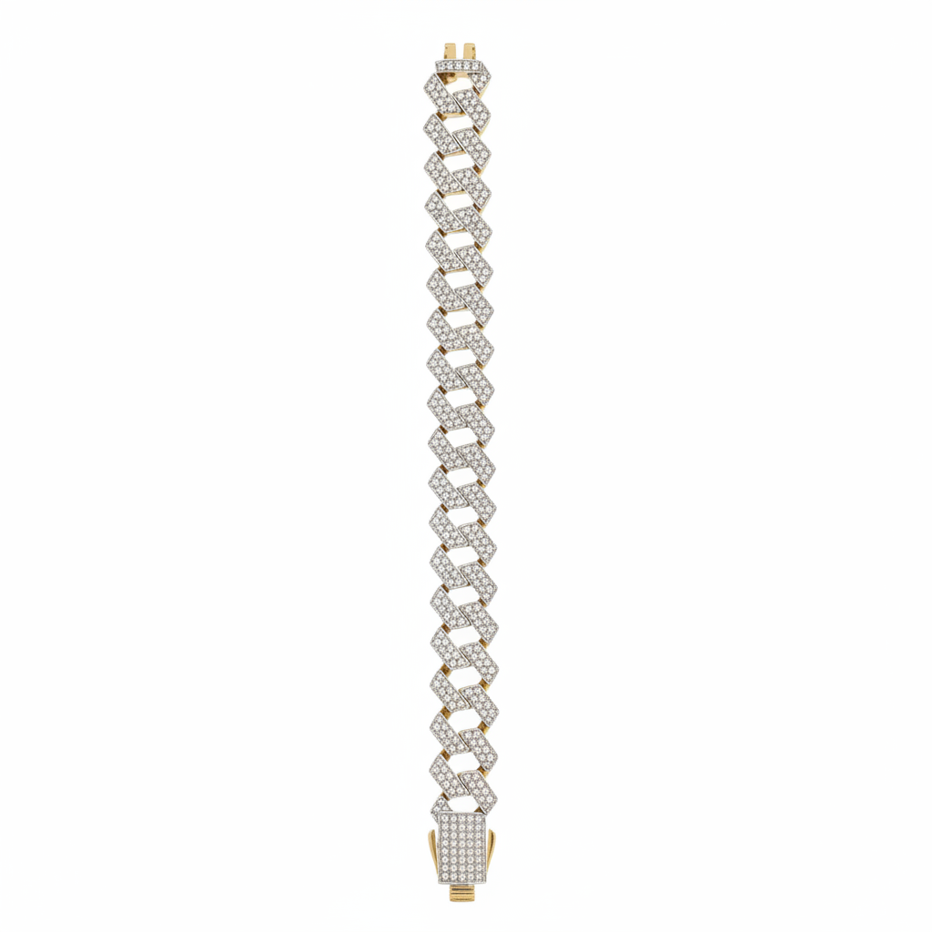Iced Out Cuban Link Bracelet - Pure White Background