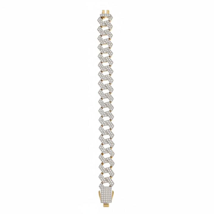 Iced Out Cuban Link Bracelet - Pure White Background