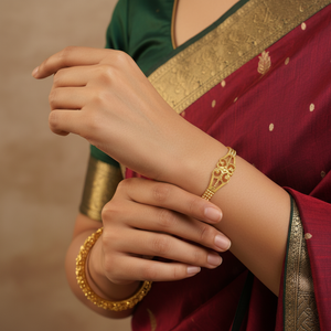 Model wearing 22Kt Gold Bangle