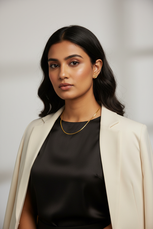 Herringbone Gold Chain - Female Model