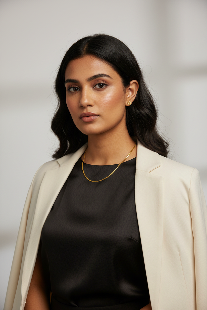 Herringbone Gold Chain - Female Model