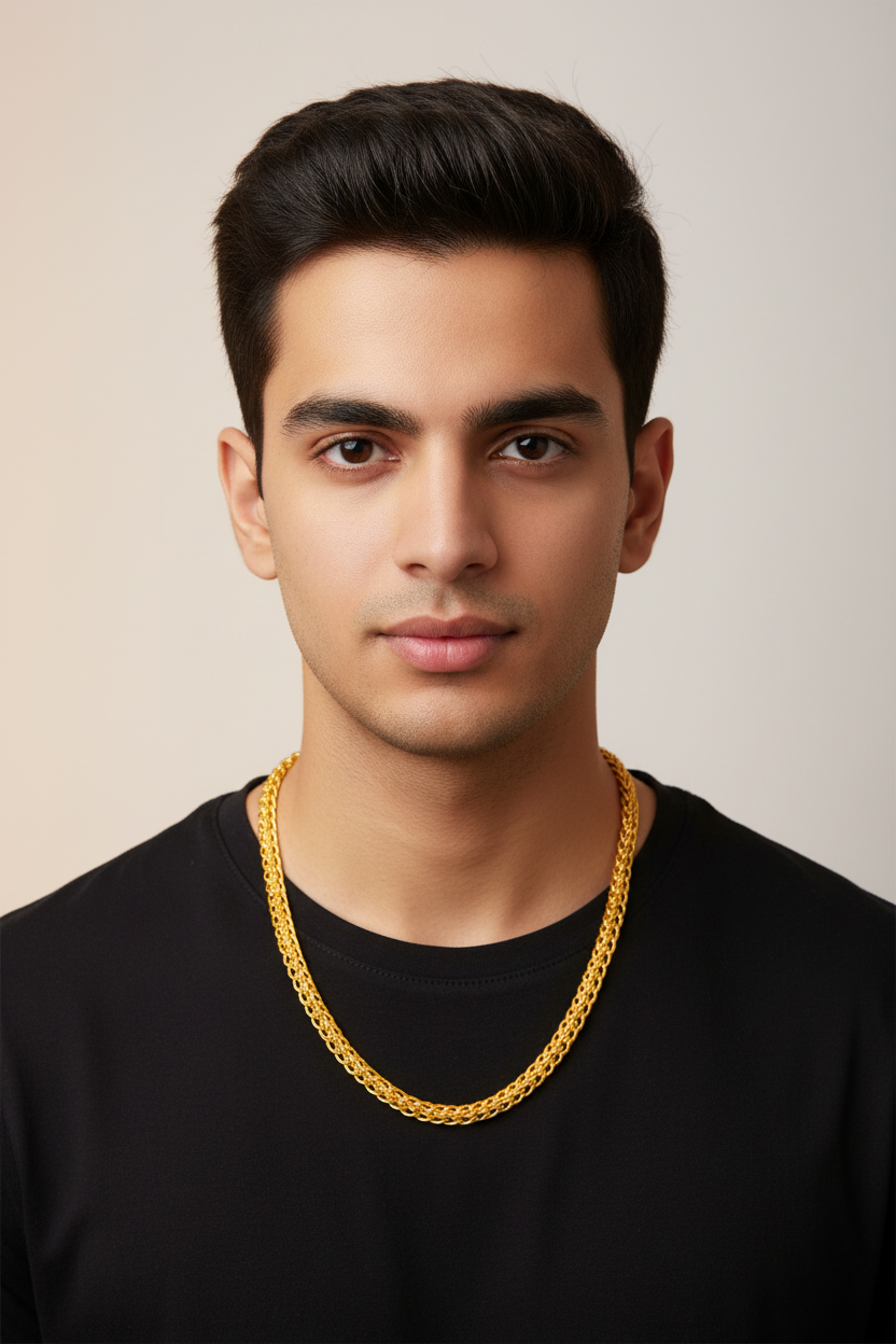 Foxtail Gold Chain - Male Model
