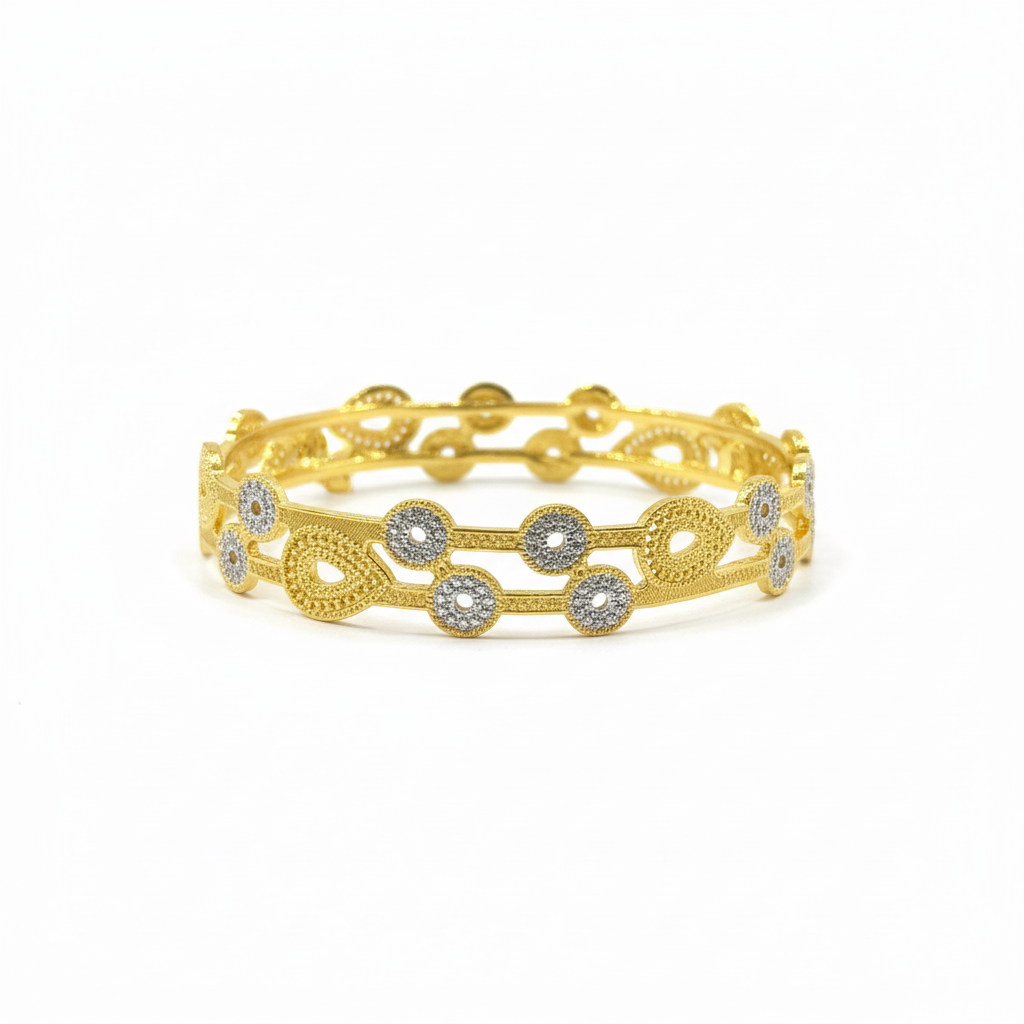 22Kt Two-Tone Gold Bangles on white background