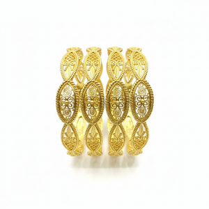 22Kt Wavy Filigree Gold Bangles on white background