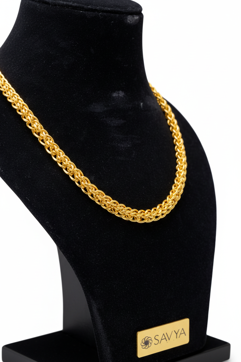 Foxtail Gold Chain - Side Angle View