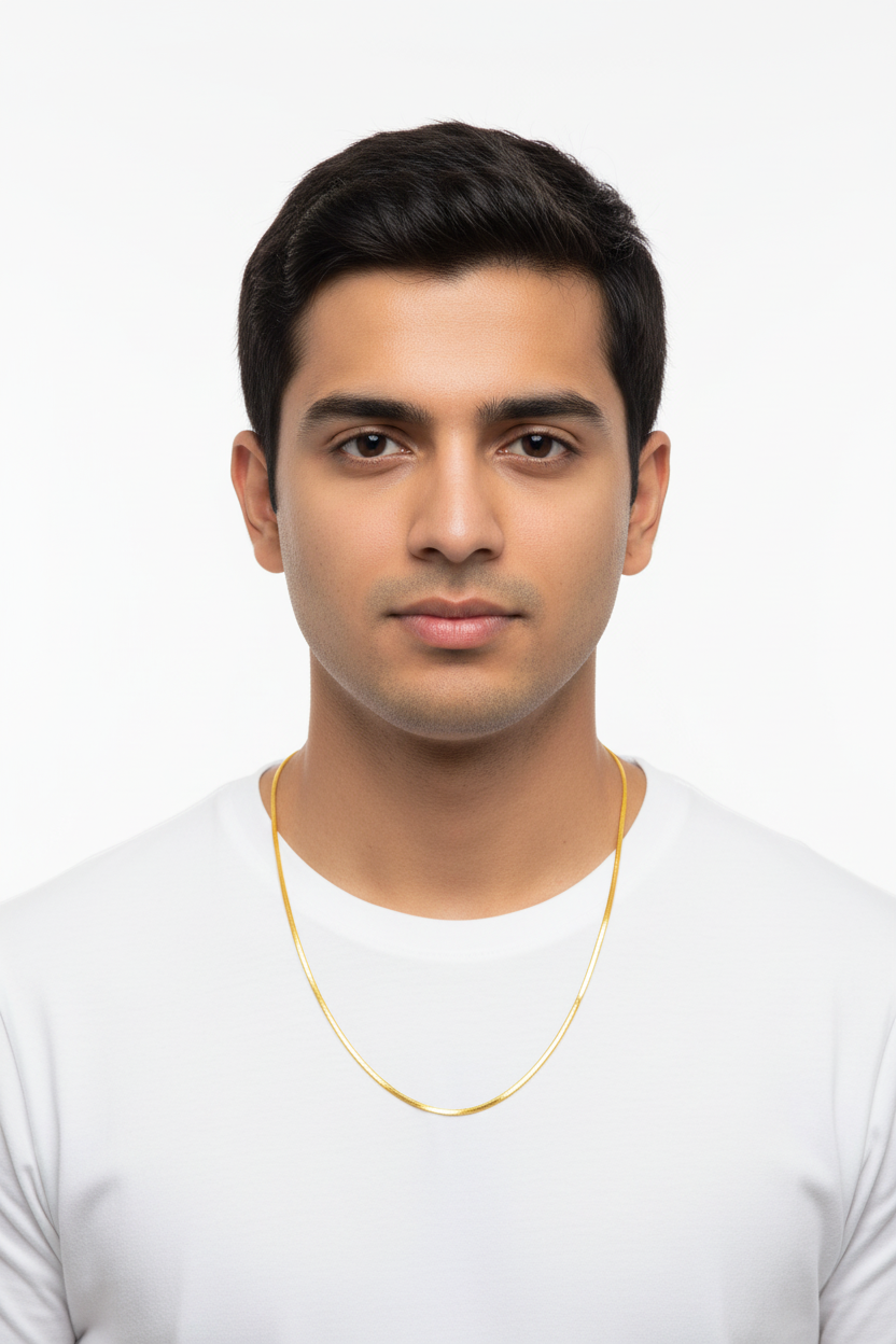 Herringbone Gold Chain - Male Model