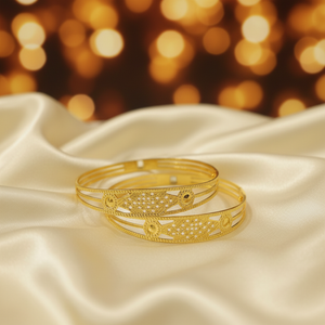 22Kt Gold Bangles on satin fabric