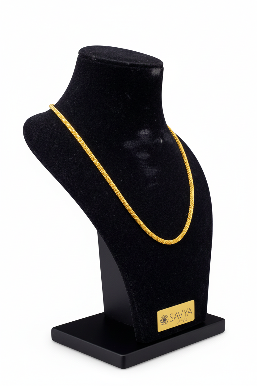 Popcorn Mesh Gold Chain - Side Angle