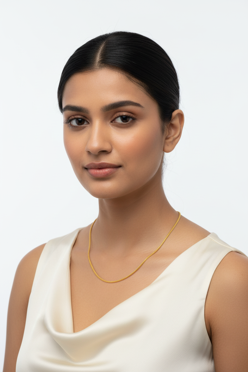 Wheat Spiga Gold Chain - Female Model