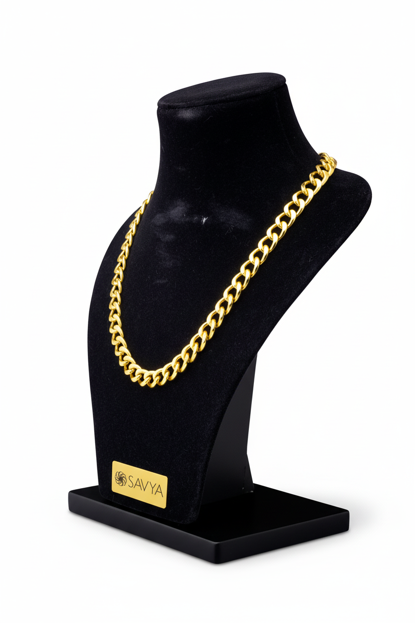 Cuban Link Gold Chain - Side Angle
