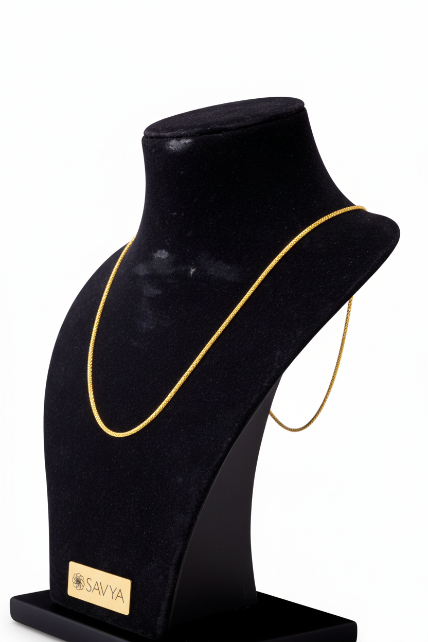 Wheat Spiga Gold Chain - Side Angle