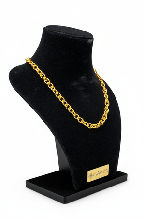 Oval Link Gold Chain - Side Angle View
