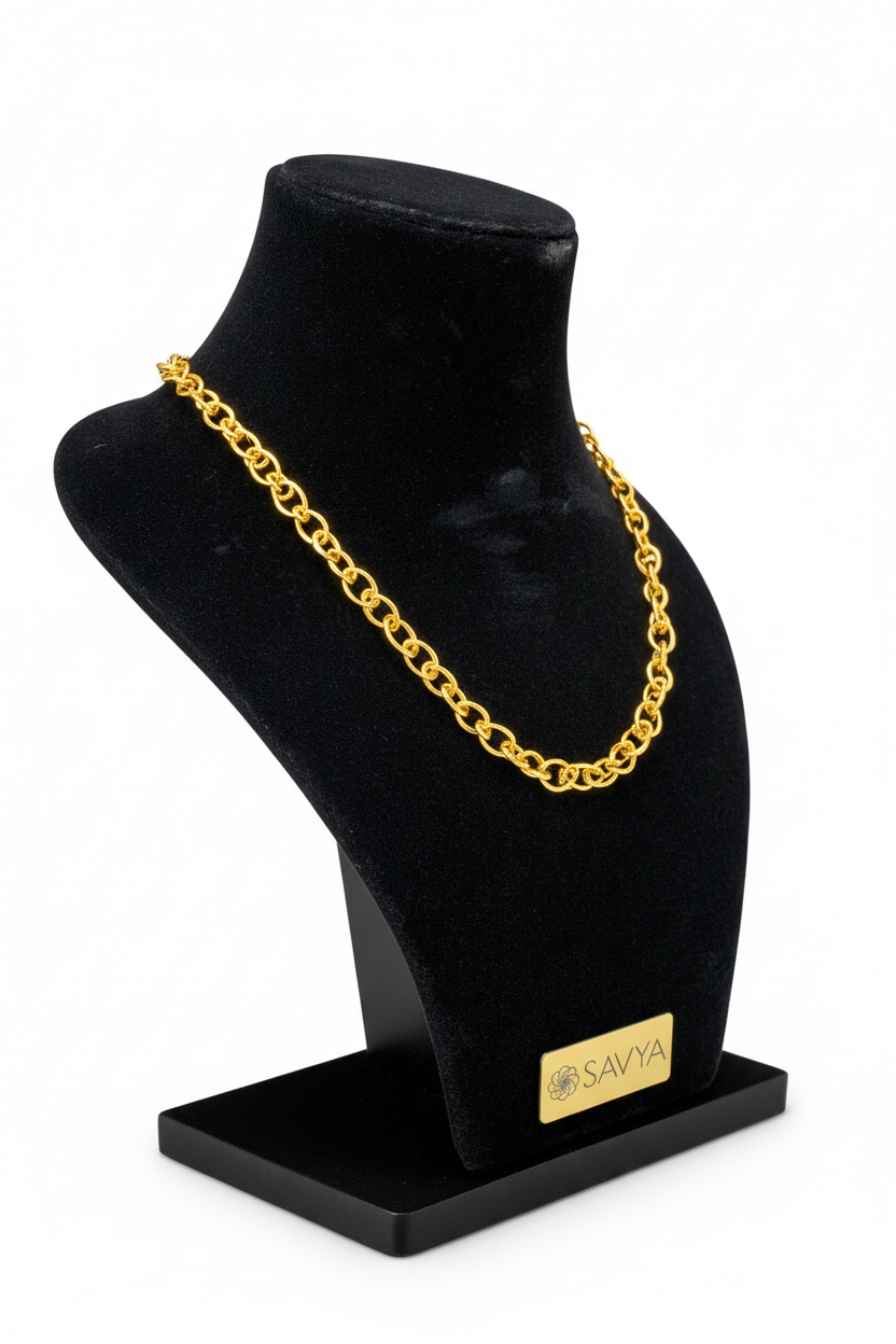 Oval Link Gold Chain - Side Angle View