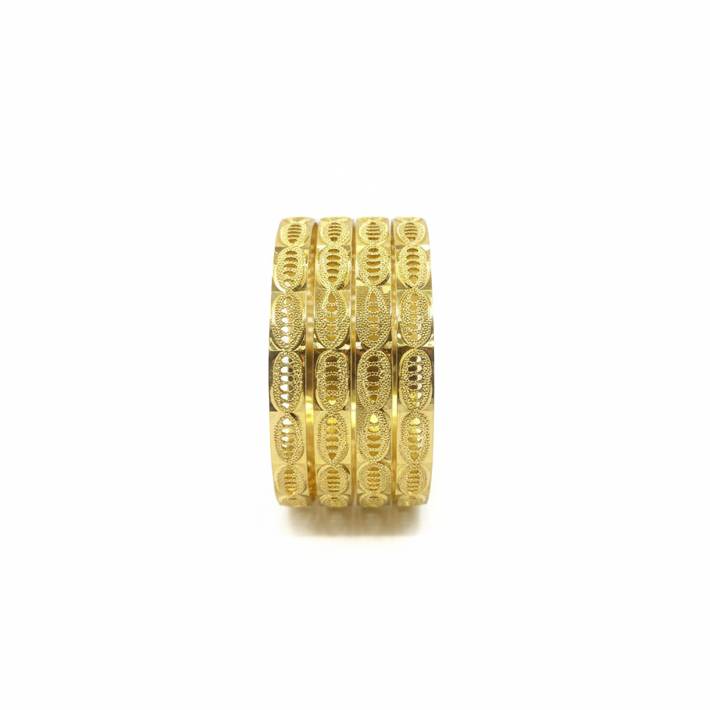 22Kt Gold Bangles Set of 4 on white background